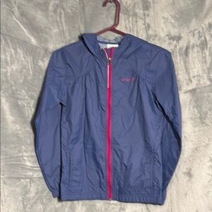 Columbia windbreaker jacket Kids Blue Jacket with pink Accents girls 10/12